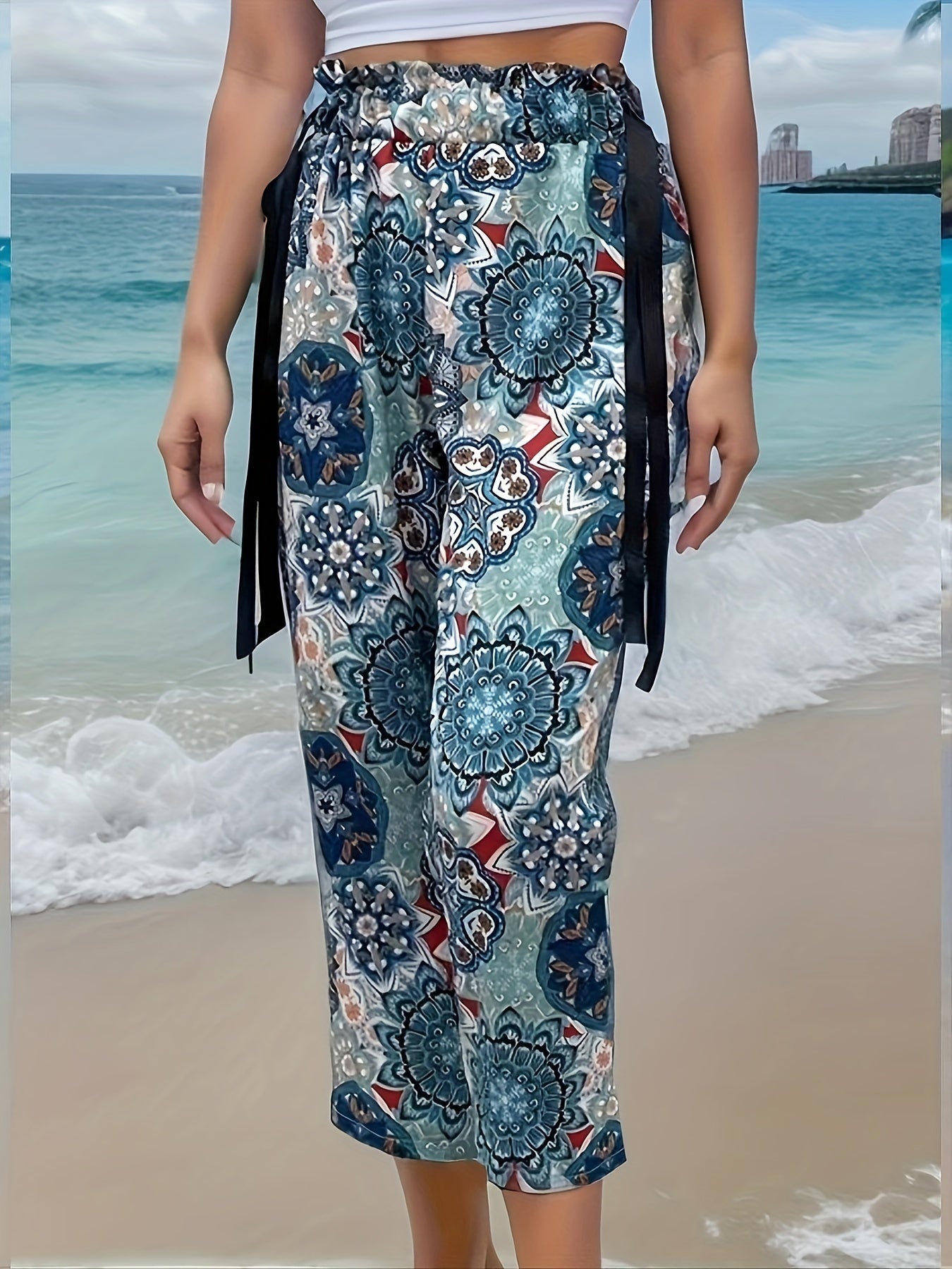 Blanche - Bohemian pants with elastic waistband