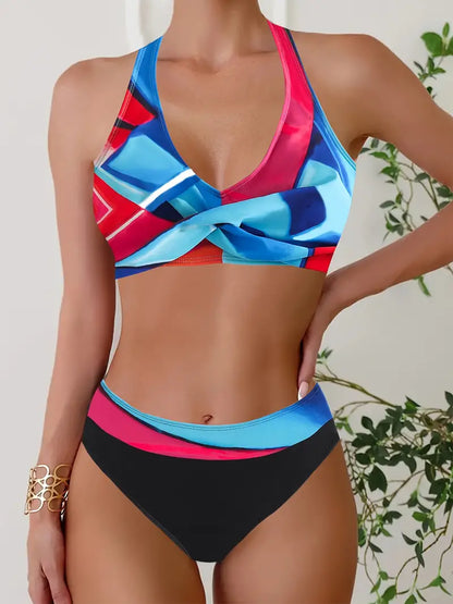 Stylish Halter Cross Bikini