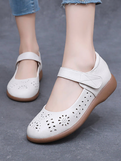 LP | Women's Summer Artistic Solid Leather Cutout Flat Shoes