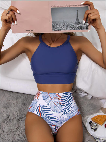 Justina® | High-closure bikini top with drawcord