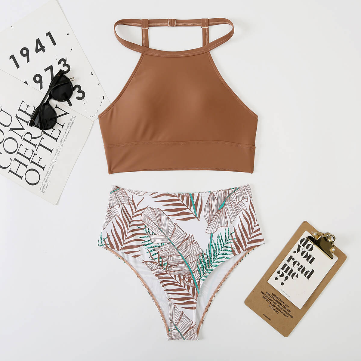 Justina® | High-closure bikini top with drawcord