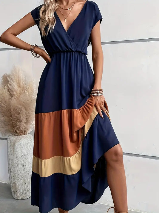 LP | Pleated dress with color blocks