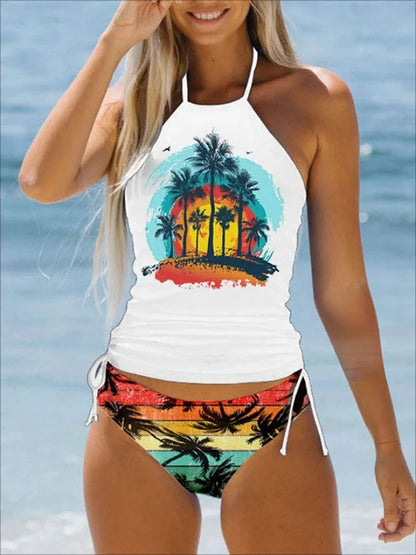 Stylish swimsuit with print in a split pattern