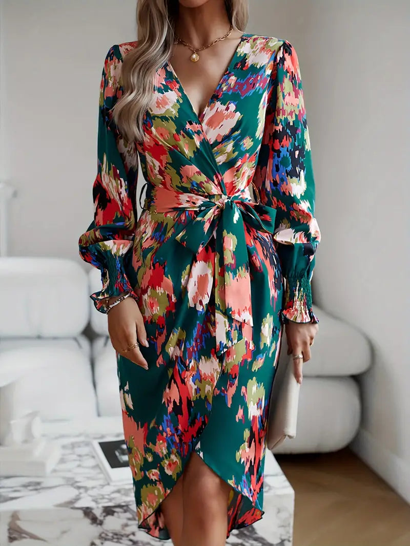 LP | All-over print wrap dress.