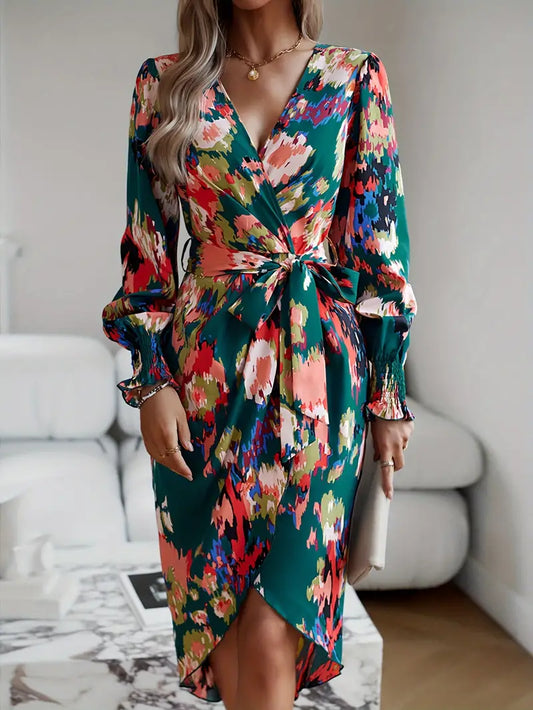 LP | All-over print wrap dress.