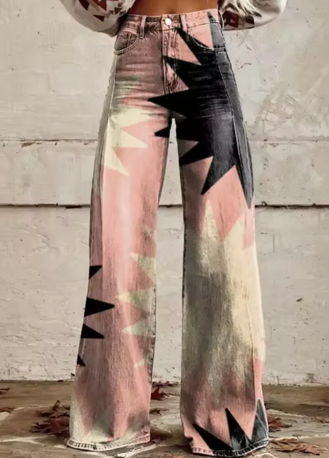 Wide pants with colorful print