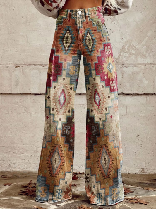 Flared boho pants for ladies