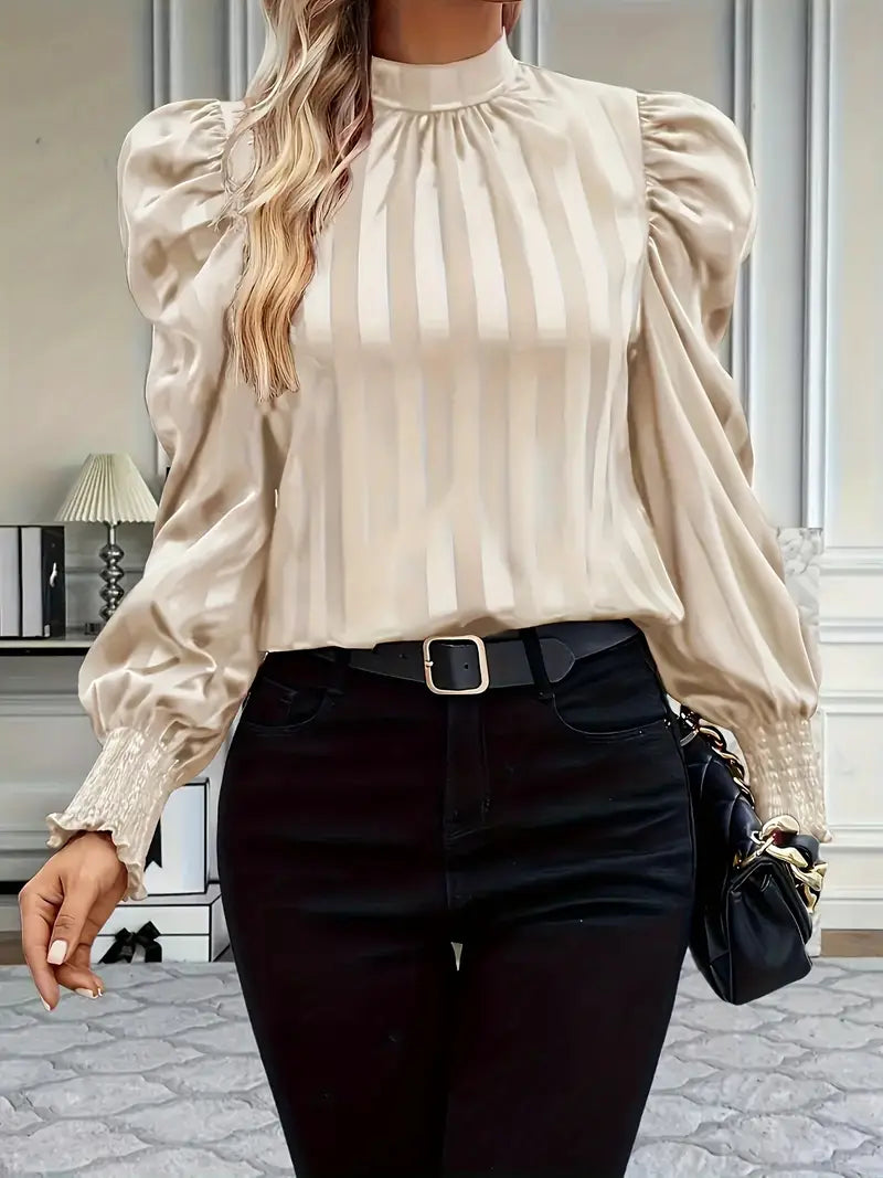 LP | Blouse with high neck and puff sleeves