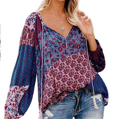 LP | Women's Boho Baggy Floral Blouse-a-Long-Sleeved