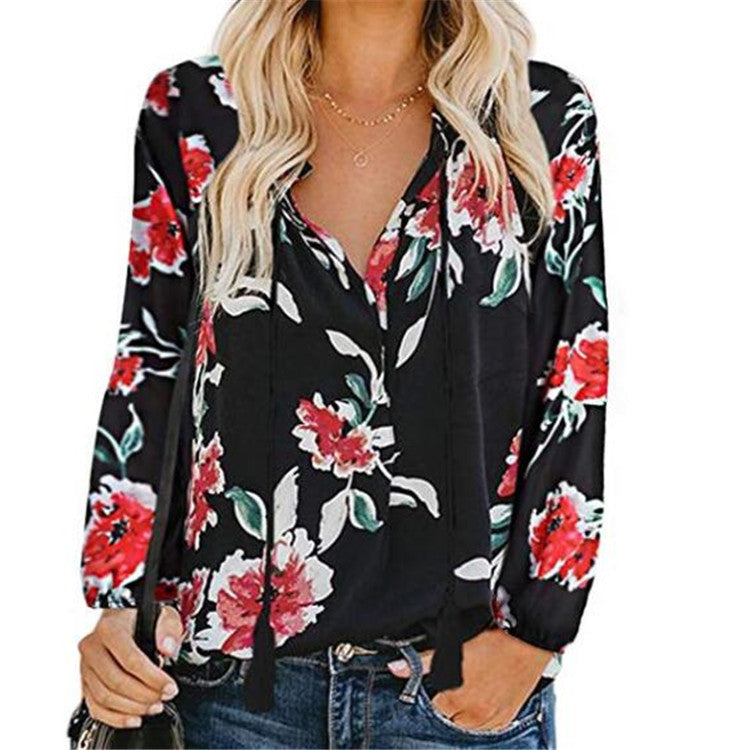 LP | Women's Boho Baggy Floral Blouse-a-Long-Sleeved