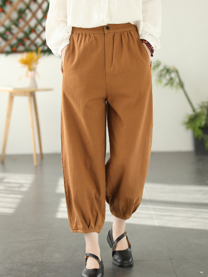 LD Fashion Casual Elastic Waist Loose Long Harem Pants