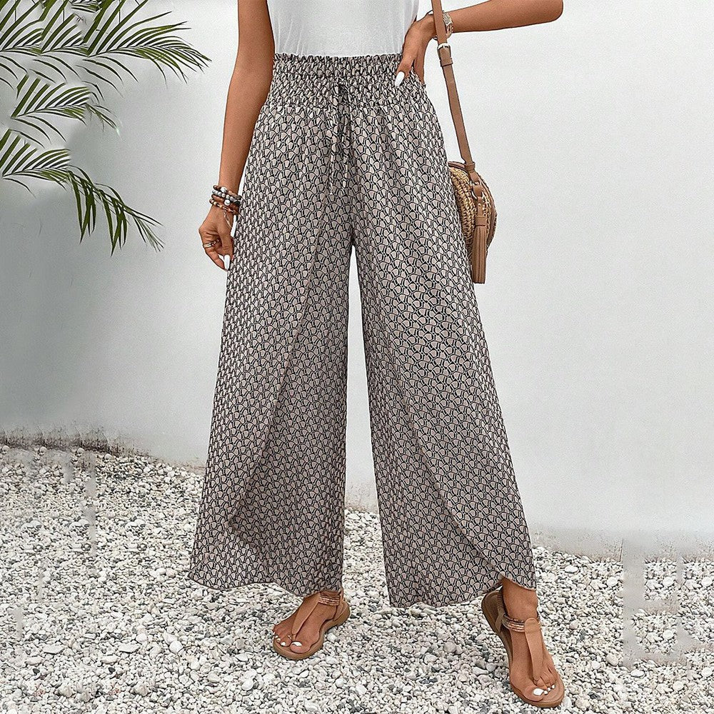 pants with brown print and elasticated waist