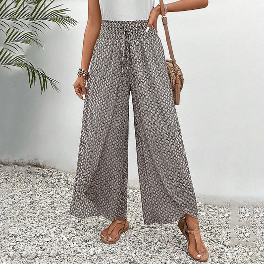 pants with brown print and elasticated waist