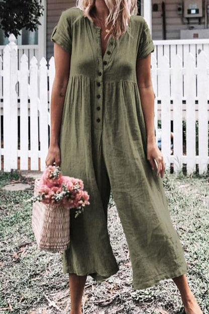 LD Fashion Casual Smooth Straight O-neck Jumpsuits (5 colors)