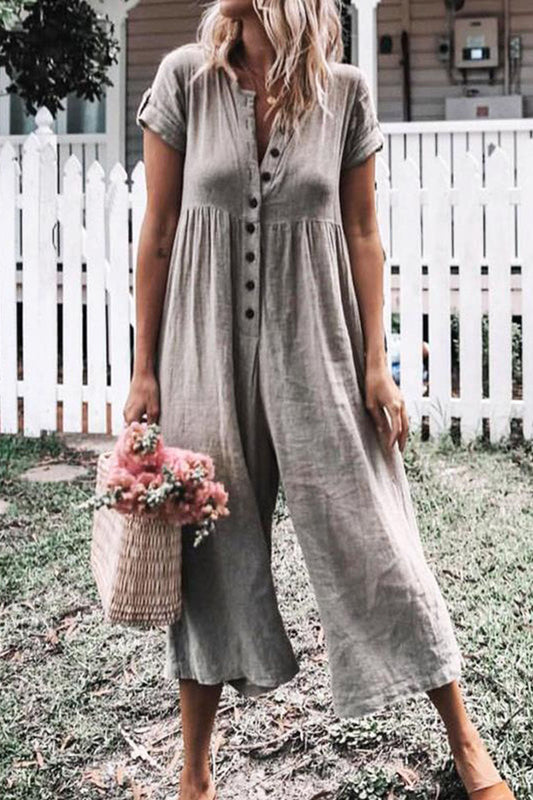 LD Fashion Casual Smooth Straight O-neck Jumpsuits (5 colors)