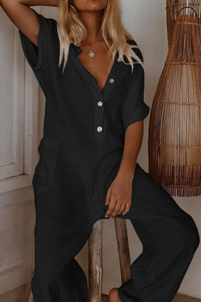 LD Fashion Casual Solid V-neck Jumpsuits (3 colors)
