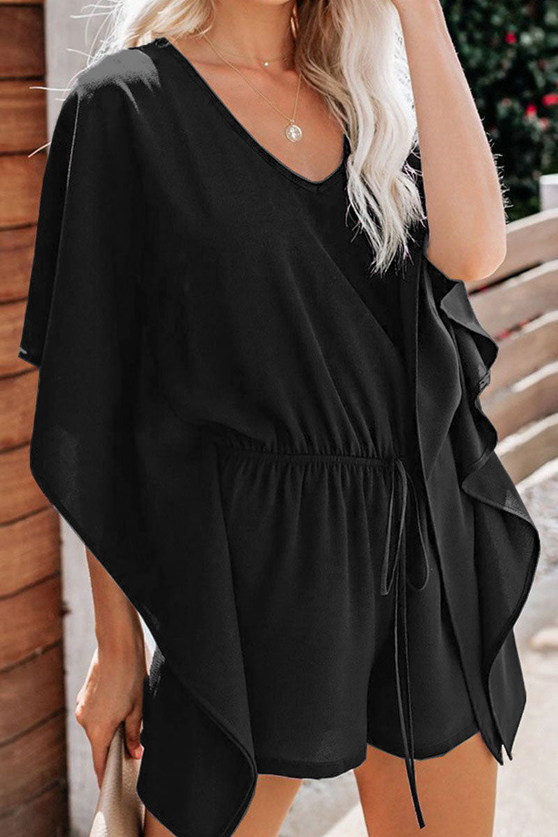 LD Fashion casual solid frenulum V-neck loose jumpsuits (5 colors)
