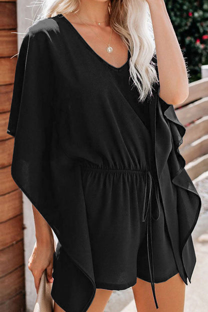 LD Fashion casual solid frenulum V-neck loose jumpsuits (5 colors)