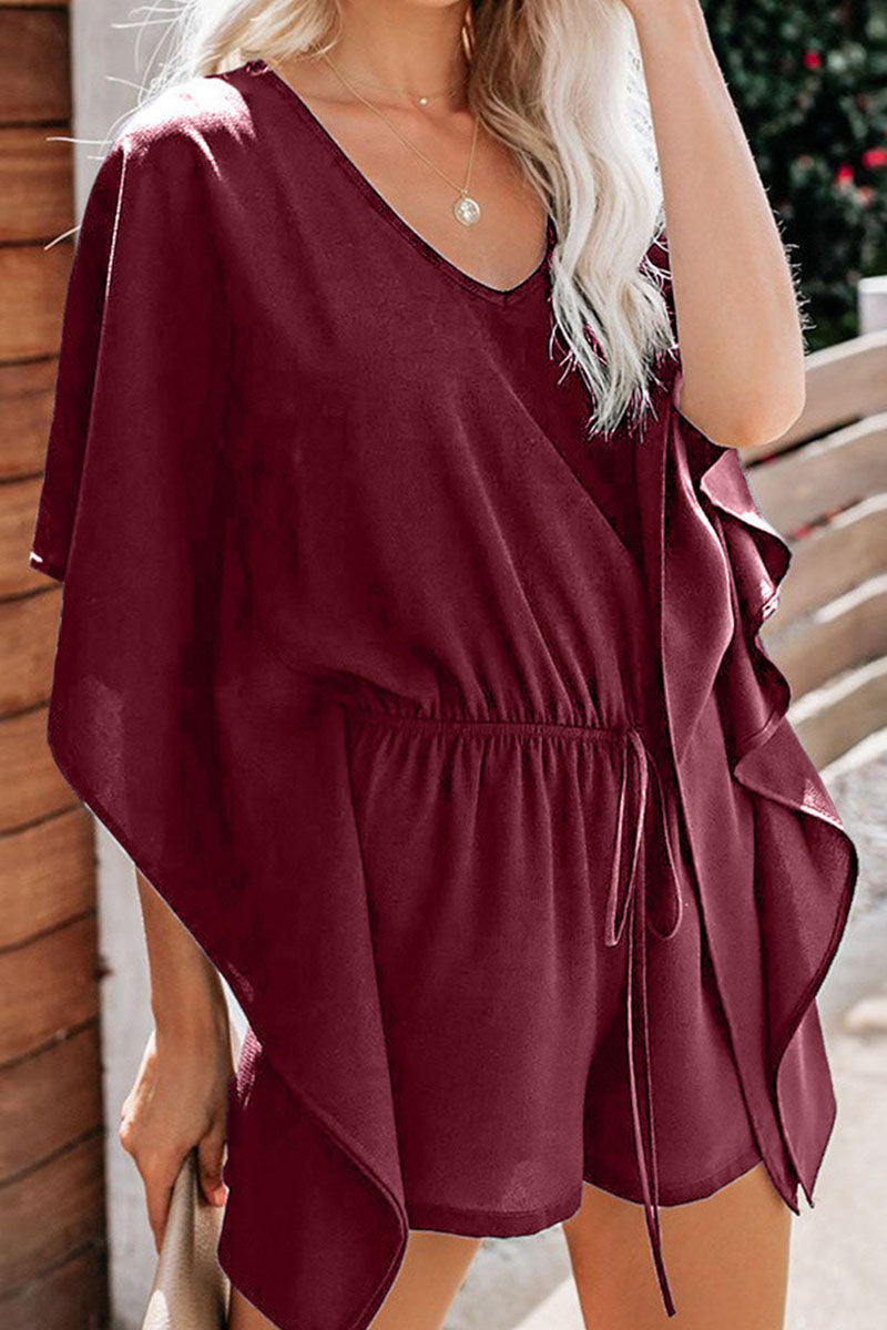 LD Fashion casual solid frenulum V-neck loose jumpsuits (5 colors)