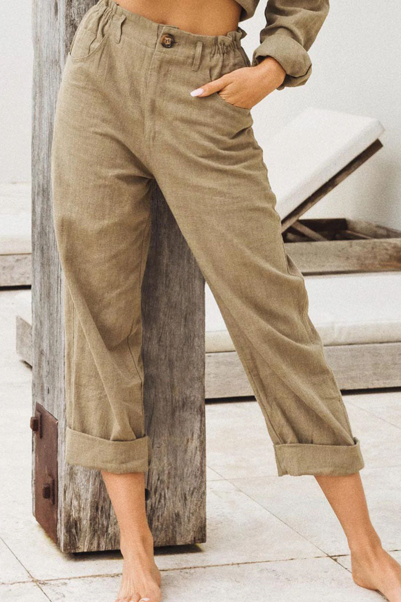 Casual plain patchwork loose straight shorts with high waist (4 colors)
