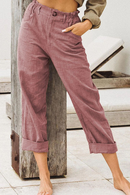 Casual plain patchwork loose straight shorts with high waist (4 colors)