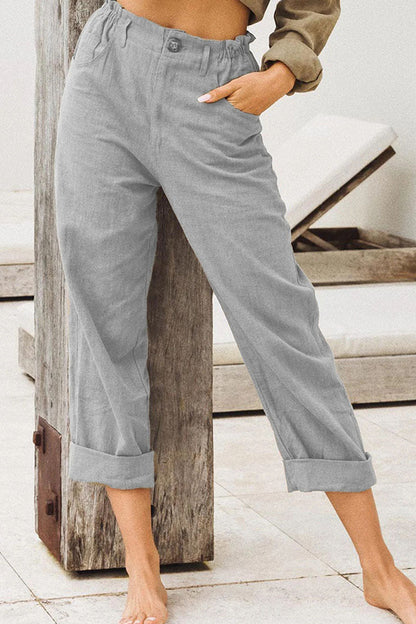 Casual plain patchwork loose straight shorts with high waist (4 colors)