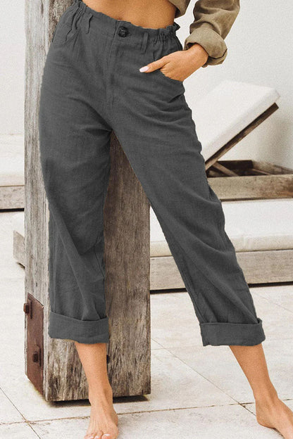 Casual plain patchwork loose straight shorts with high waist (4 colors)