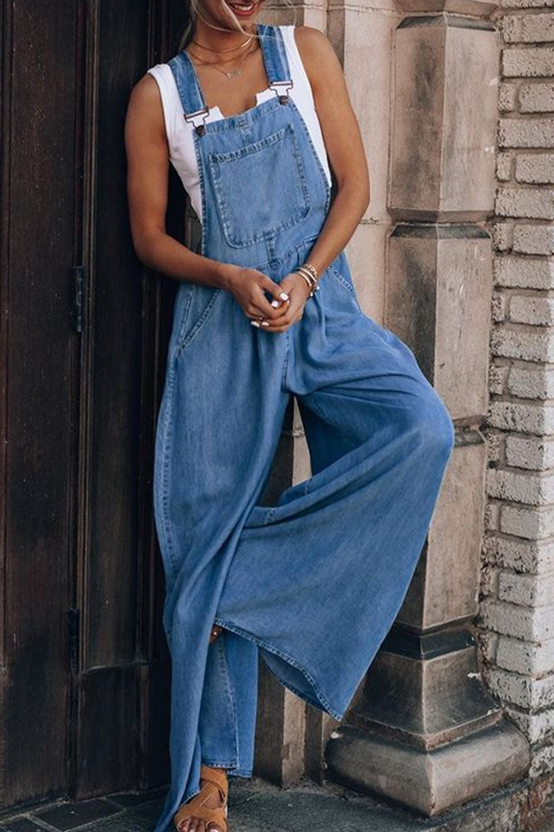 LD Fashion casual sturdy bag with spaghetti straps loose jumpsuits (4 colors)