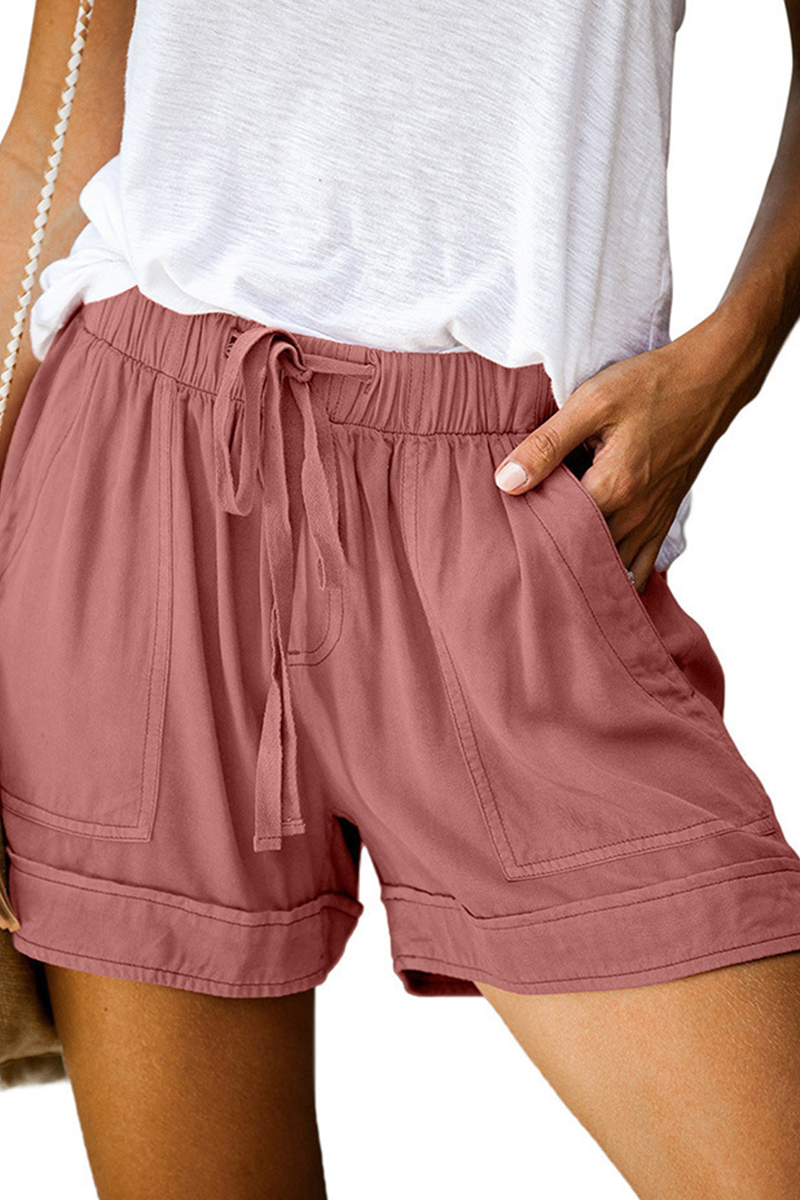 Casual solid patchwork straight mid waist solid color shorts (12 colors)