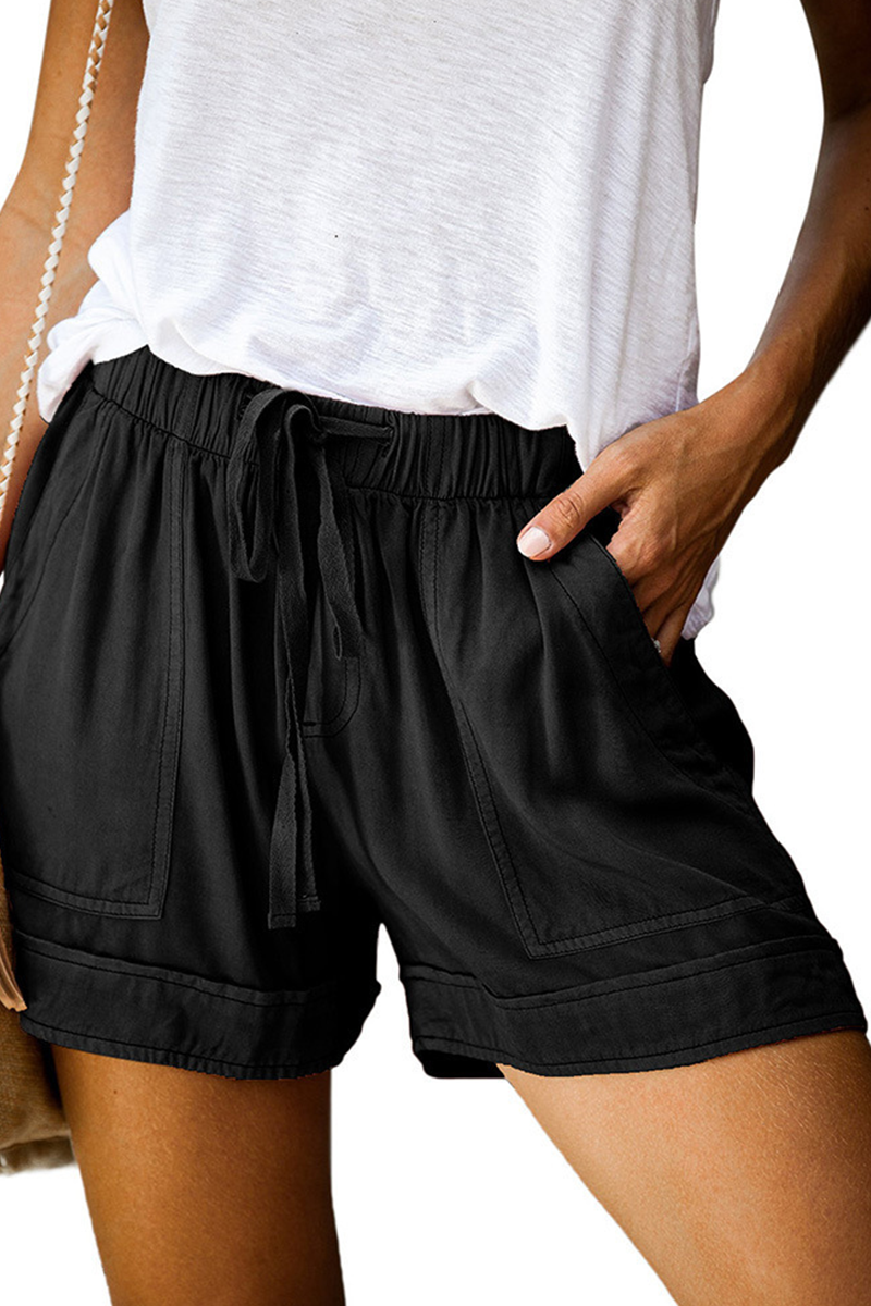Casual solid patchwork straight mid waist solid color shorts (12 colors)
