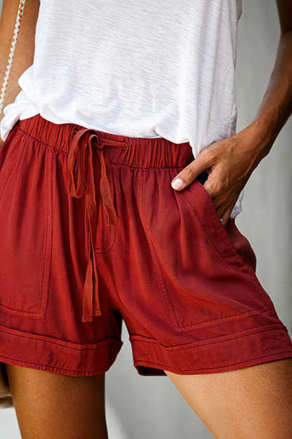 Casual solid patchwork straight mid waist solid color shorts (12 colors)