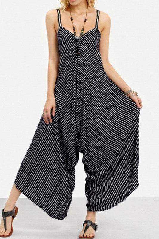 LD Fashion casual striped jumpsuits with loose spaghetti straps
