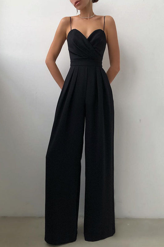 LD Fashion casual solid patchwork V-neck loose jumpsuits (6 colours)