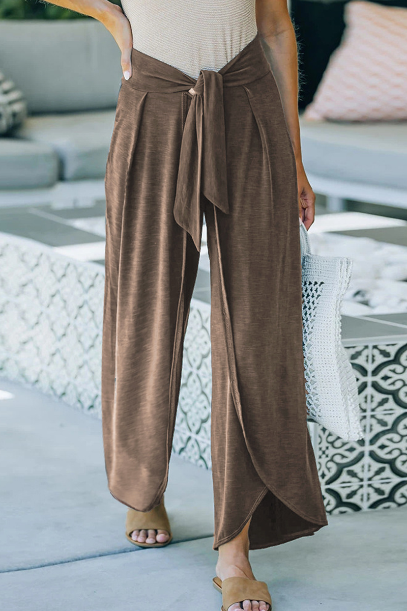 Casual solid make old frenulum loose wide leg solid color pants (5 colors)