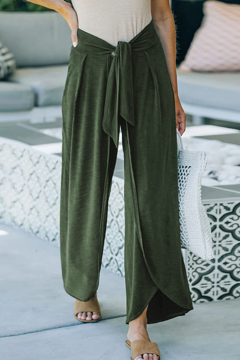 Casual solid make old frenulum loose wide leg solid color pants (5 colors)