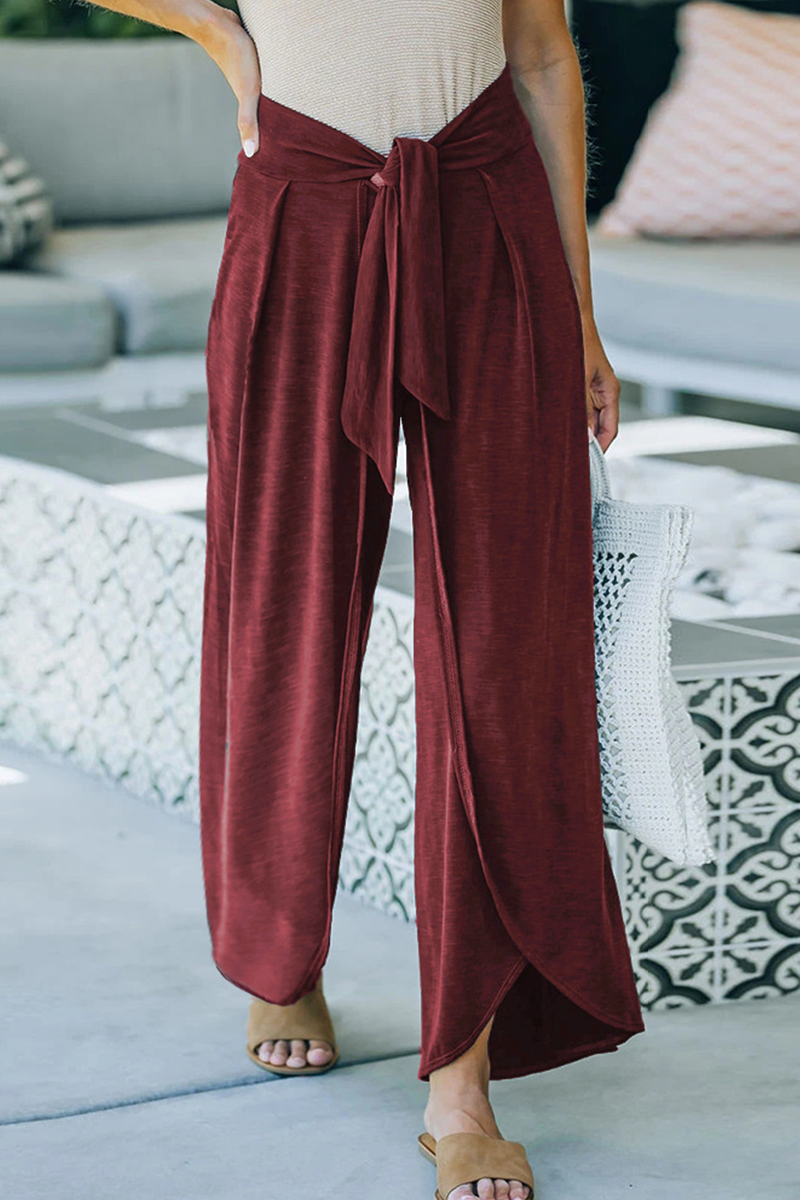 Casual solid make old frenulum loose wide leg solid color pants (5 colors)