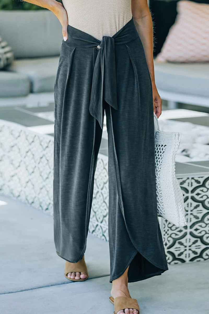 Casual solid make old frenulum loose wide leg solid color pants (5 colors)