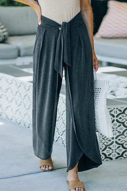 Casual solid make old frenulum loose wide leg solid color pants (5 colors)
