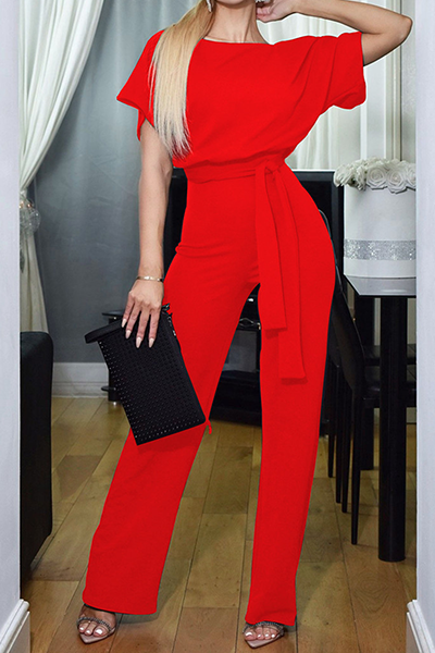 Casual Elegant Solid Patchwork Straight Neck Jumpsuits (6 colors)