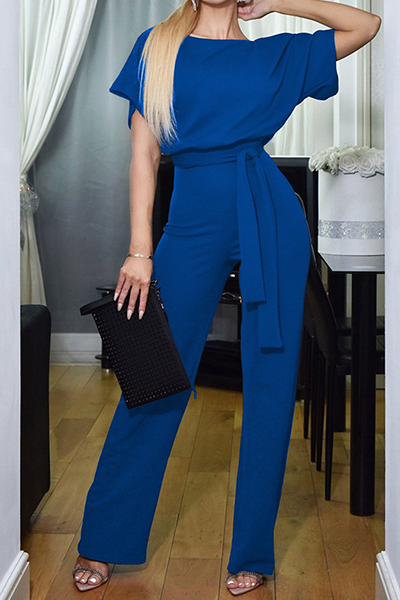 Casual Elegant Solid Patchwork Straight Neck Jumpsuits (6 colors)