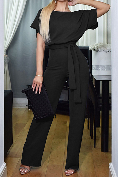 Casual Elegant Solid Patchwork Straight Neck Jumpsuits (6 colors)