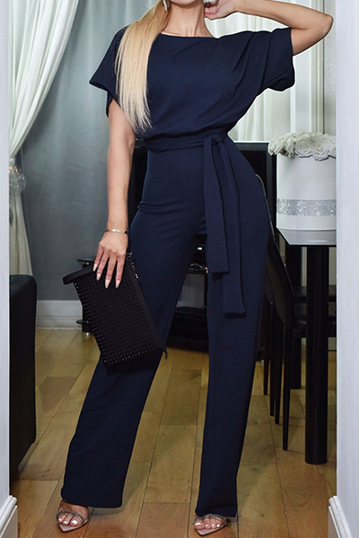 Casual Elegant Solid Patchwork Straight Neck Jumpsuits (6 colors)