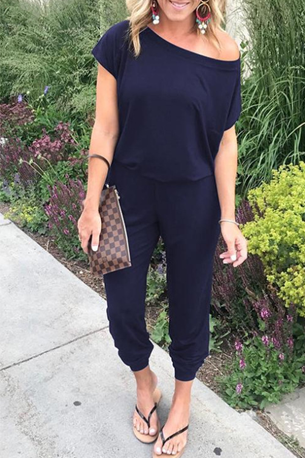 LD Solid Patchwork Basic Bias Collar Jumpsuits (6 colors)