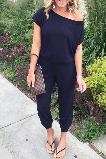 LD Solid Patchwork Basic Bias Collar Jumpsuits (6 colors)