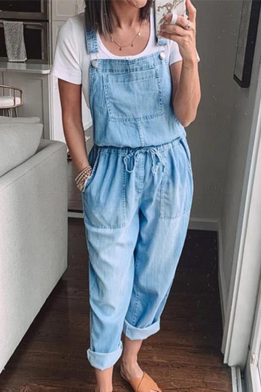 LD Plain Harlan Jumpsuits with Square Collar