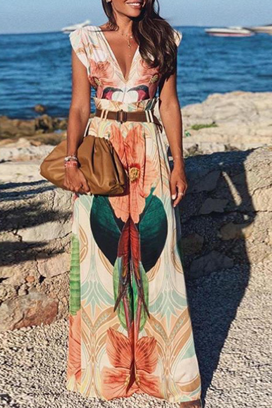 LD Jumpsuits MW | Casual Print Patchwork V Neck (Casual Print)