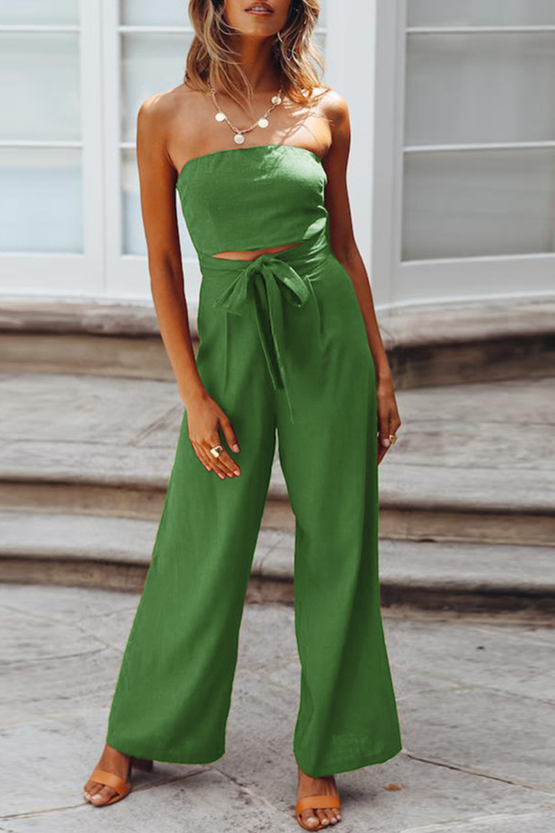 Casual plain patch strapless jumpsuits (4 colours)
