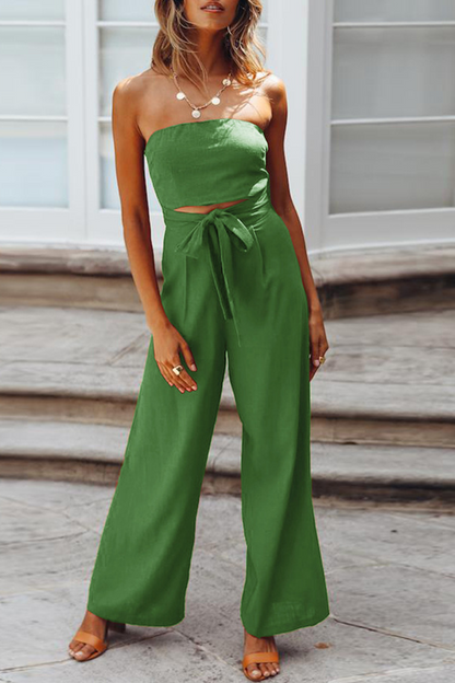 Casual plain patch strapless jumpsuits (4 colours)