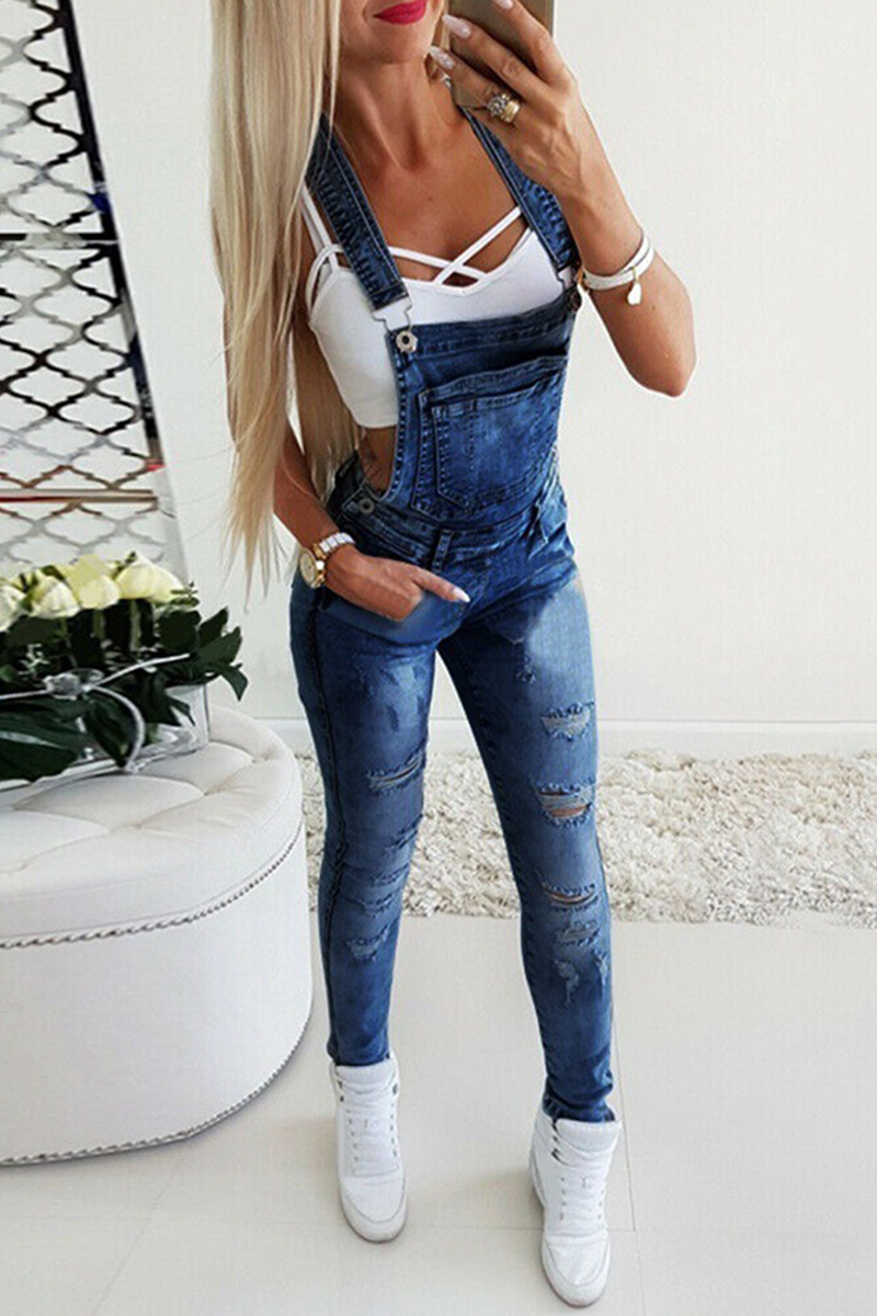 LD Solid jumpsuits with square collar and narrow legs