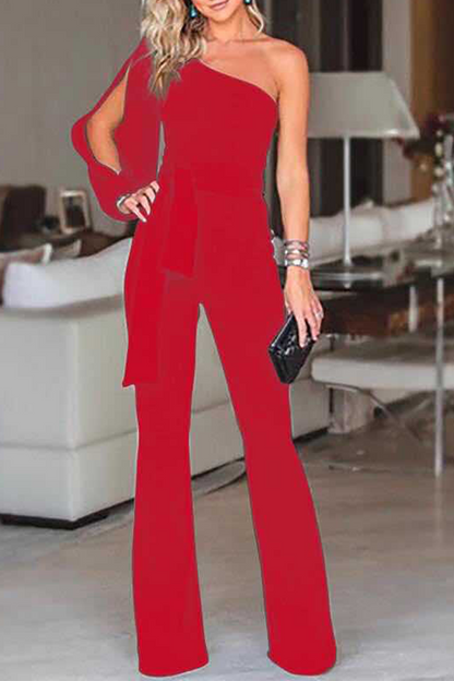 LD plain patchwork one-shoulder jumpsuits (7 colours)